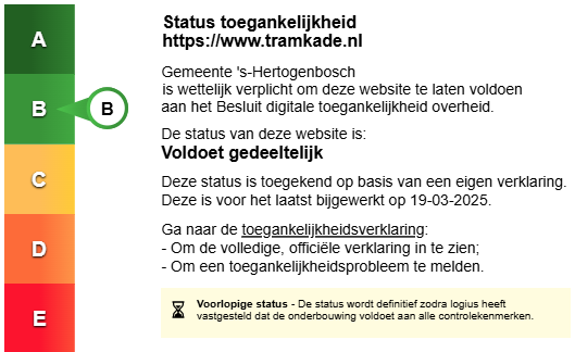 Label Status B Toegankelijkheidsverklaring Tramkade