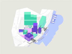 Plattegrond van toekomstige bouw van Tramkade.
